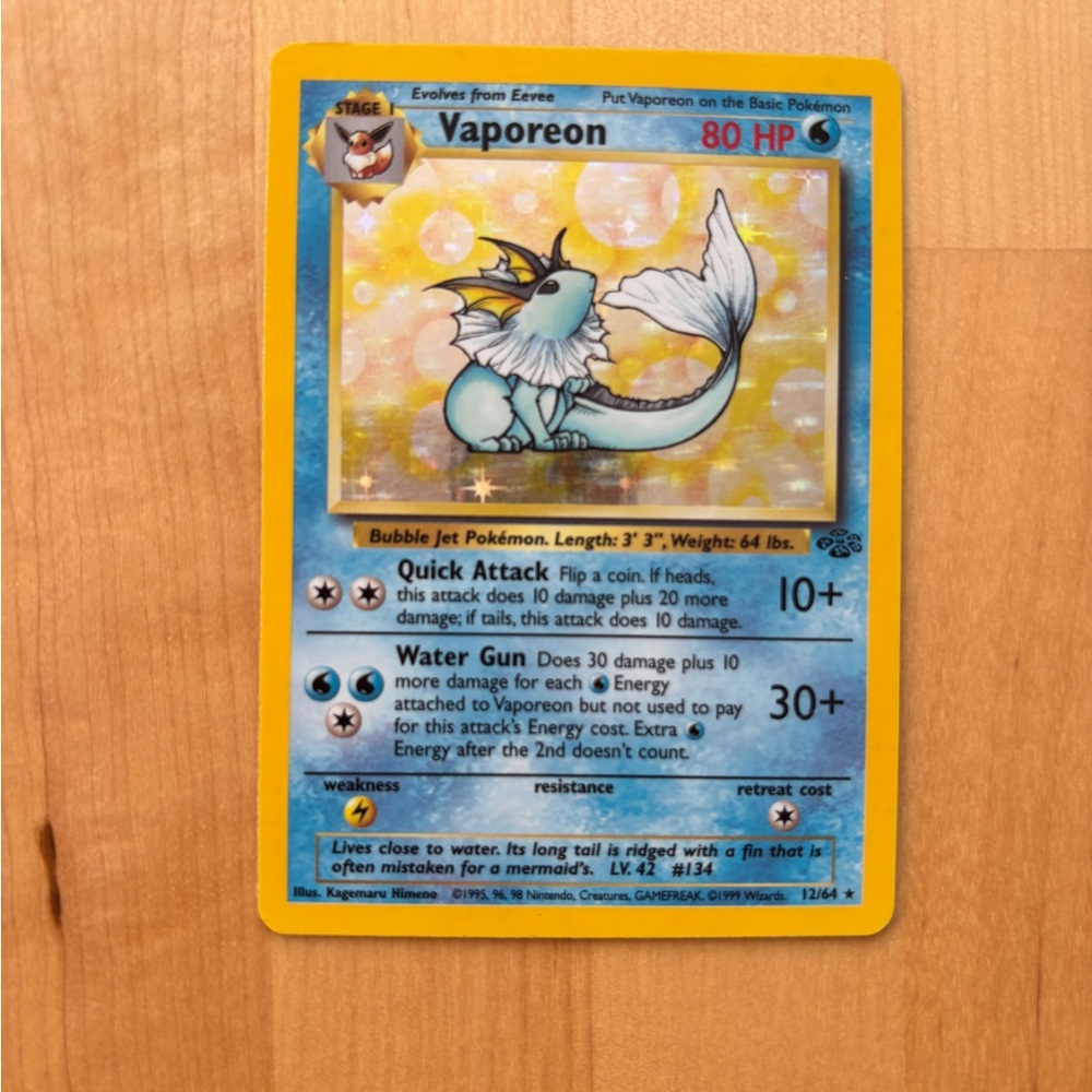 Vaporeon Pokémon Card 12/64